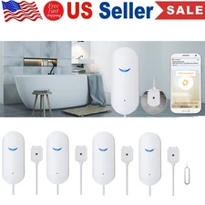 4PCS Wi-Fi Water Leak Detector Flood Alarm Sensor Leakage Level Overflow Alarm