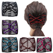 Women's Elastic Hairpin Stretch Double Magic Hair Comb Cord Handmade Hair Clip