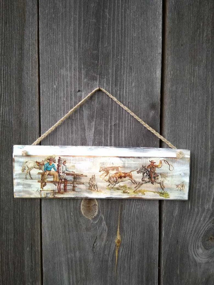 Western Room decor for home wood sign Wall art Cowboy and horse Rustic Wooden - Image 2 of 4