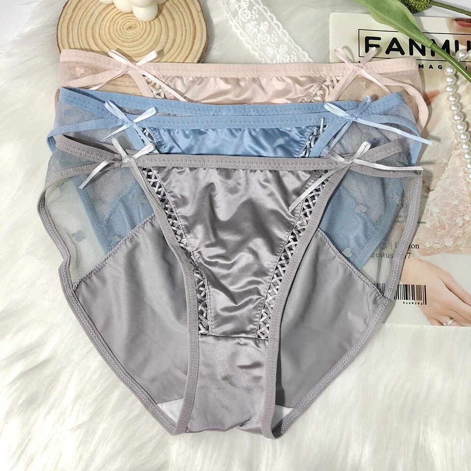 Pack Of 5 Womens Sexy French Satin Panties Briefs Underwear Lot String Bikinis - Image 3 of 4