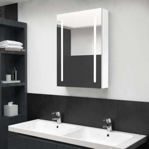 LED-Spiegelschrank fürs Bad Glänzend Weiß 50x13x70 cm - Bild 1 von 8