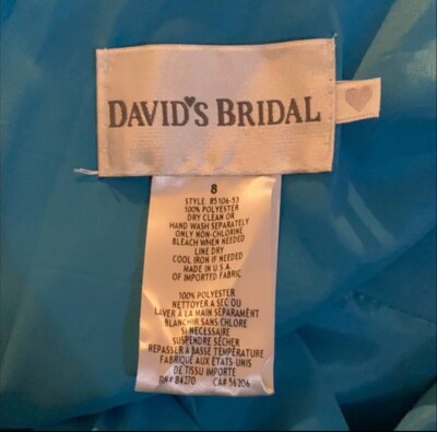 princess polly baby blue dress David's Bridal Bridesmaid Dress sz 4 Malibu Blue/Long Beaded U-neck/Ruched  Waist main image 1