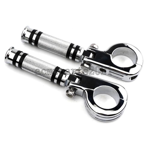 2X Chrome Highway Foot Pegs for Harley-Davidson with 1.5" Mounting Clamp Bracket - Picture 3 of 5