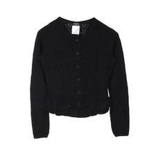 CHANEL COCO Mark button cardigan 40 knitwear P32710W04107 Rayon Black Used