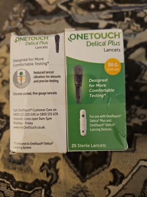 NEW ONETOUCH Delica Plus Lancets Fine 30 Gauge Qty 100 (4/25pks) Expires 10/2027