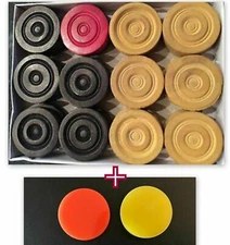 CARROM CAROM BOARD SET OF 24 WOODEN COINS with 2 Plain Striker USA Seller
