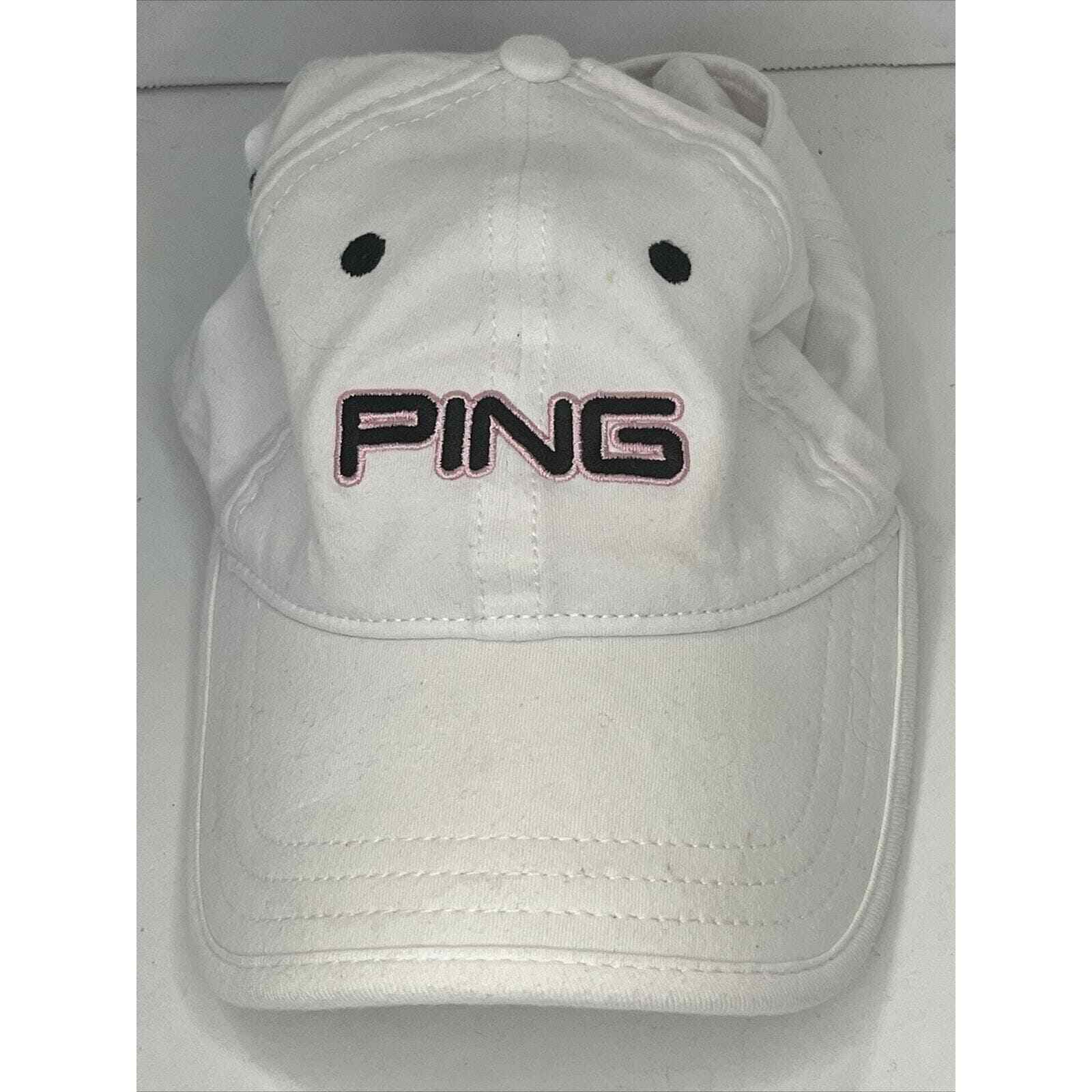 Cappello da golf ping rosa e bianco montato taglia unica coda di pony