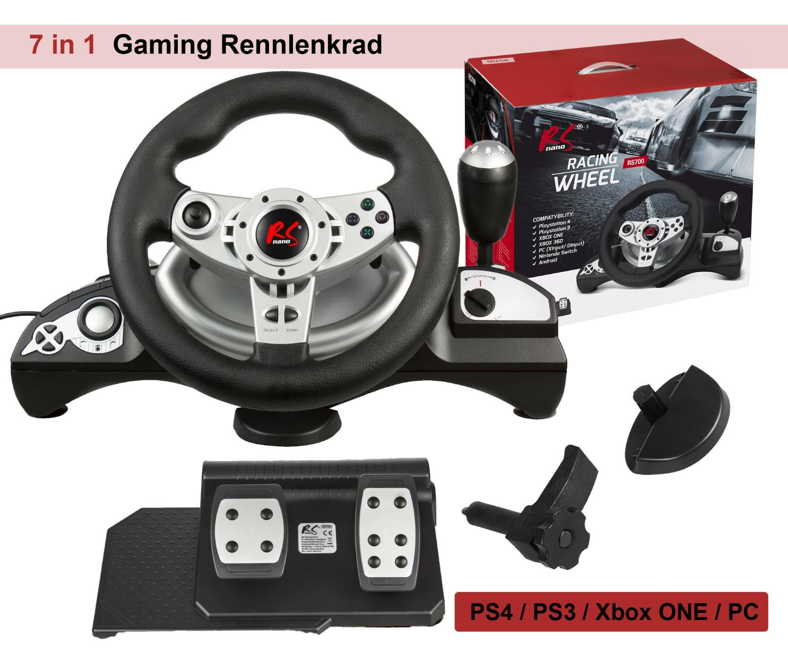 NanoRS RS 700 Gaming Rennlenkrad Kompatibel mit PS4/PS3, Xbox One, Xbox 360, PC 1 s l1600