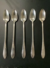 Vintage Silverplate Flatware National Silver King Edward 5 PC Teaspoons