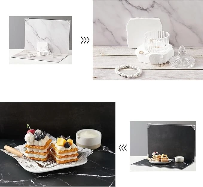 Juego de fondo de fotos de mesa - 16 patrones para comida, maquillaje y artículos pequeños Foto 3 de 4