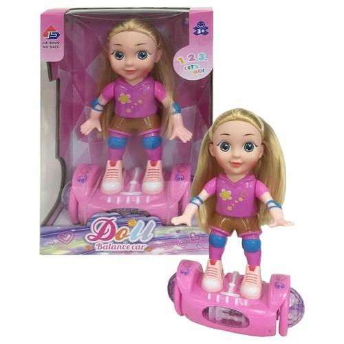 Kids Balance Wheel Car Doll Dazzle Lights LED & Music Baby Girls Xmas
