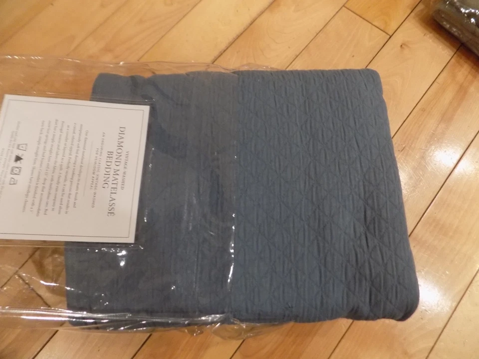 Hardware de restauração Vintage Lavagem Diamante Matelasse Saia Cama King NOCT? Azul - Imagem 4 de 4