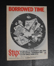 Styx full page single ad  music trade magazine  Borrowed Time
