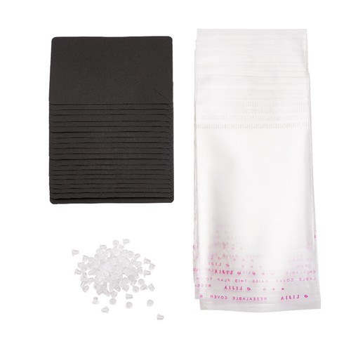 1 juego de tarjetas de exhibición de joyería de papel negras de 90x60x0,1 mm con bolsas de celofán tuercas para los oídos - Imagen 3 de 7