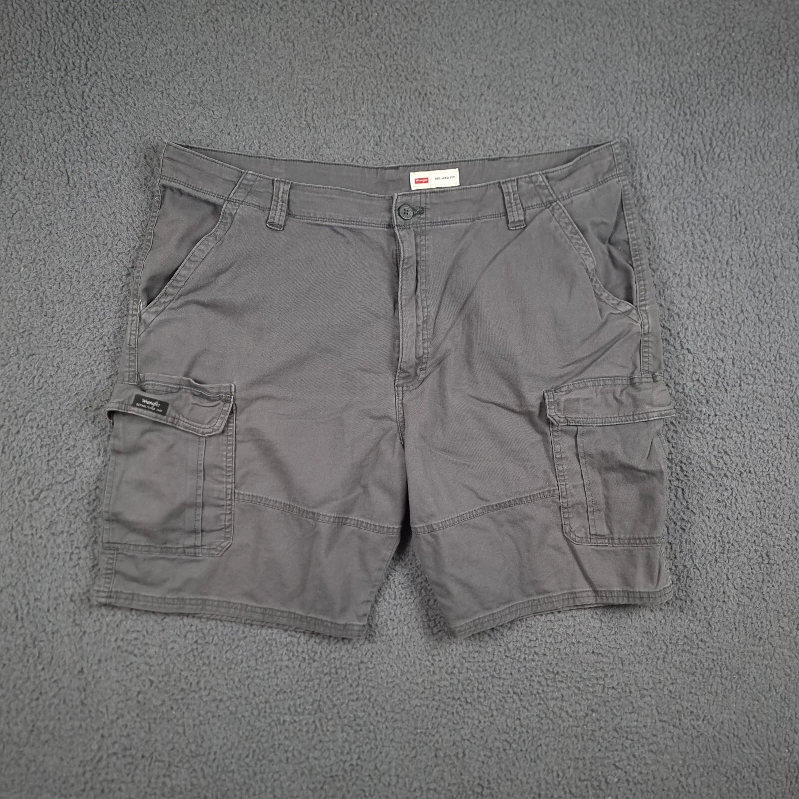 WRANGLER Shorts Mens W42 10" Grey Cargo Cotton Stretch Twill Utility Workwear