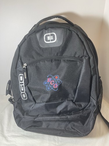 Ogio Renegade schwarz Laptop gepolstert Tech Rucksack Mesh Seiten Tasche EKG Logo