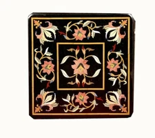 24" x 24"  Marble Coffee Table Top Inlay Semi Precious Stone Handmade Art