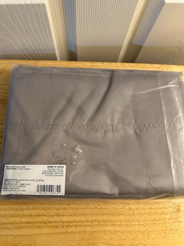 NIP The Company Store Legends Hotel Silver Cotton Sateen King Flat Sheet