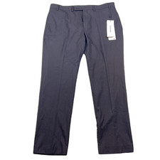 Calvin Klein Slim-Fit Performance Dress Pants Mens 40 x 30 Wine Black Mini Check