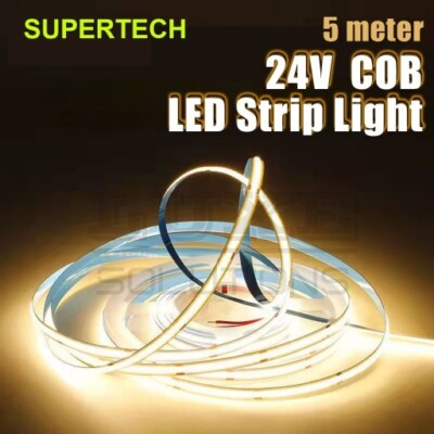 8 mm 5 m WARMWEISSE COB LED-STREIFEN LICHT ultrahell flexibel 480 LEDs/m DC24 V IP20