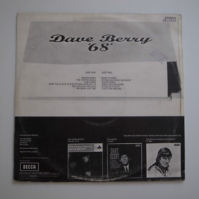 Dave Berry ‎– '68' 1968 UK vinyl LP Decca ‎– SKL 4932 | eBay