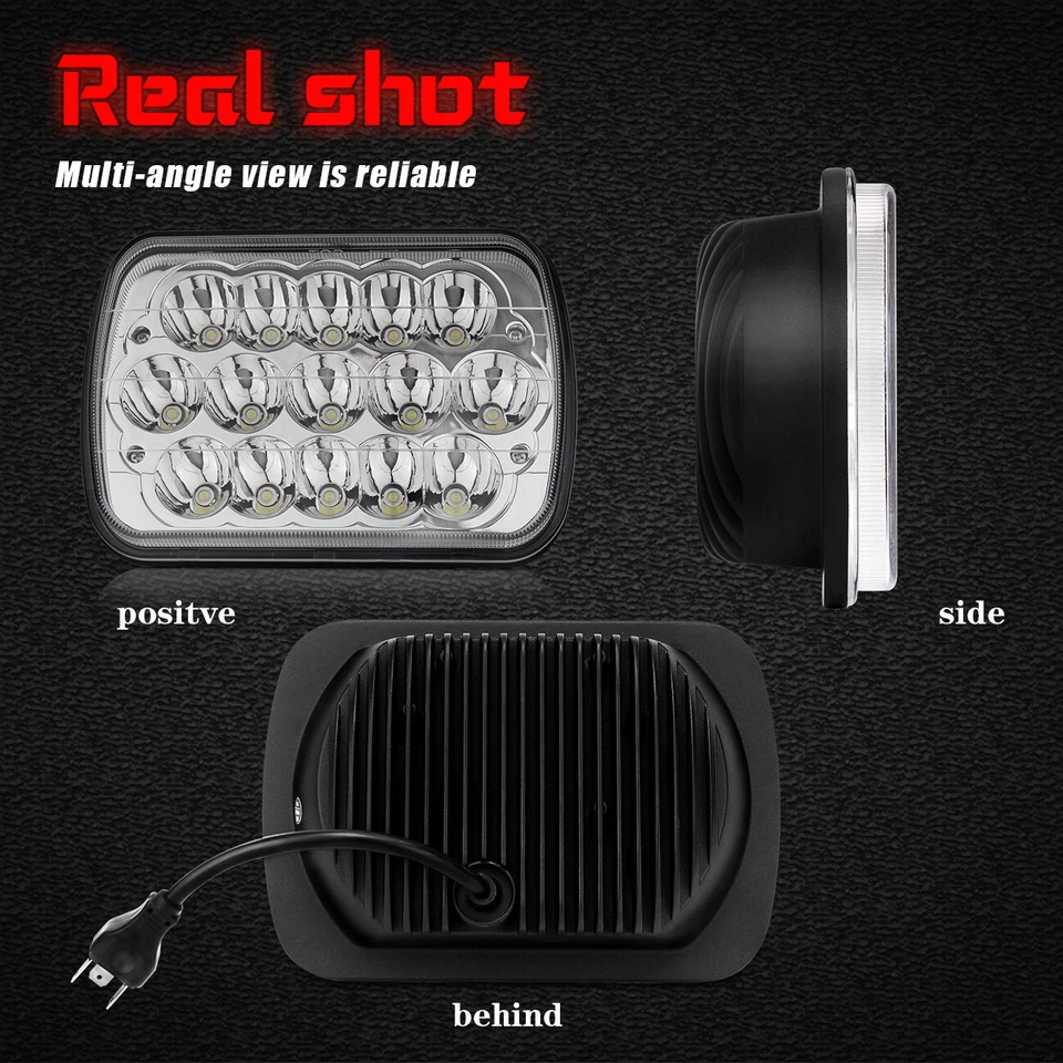 Par de faros LED de haz sellado de alta velocidad de 7x6" 5x7" para camionetas Jeep Cherokee XJ YJ Foto 4 de 4