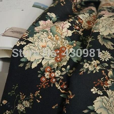 By Yard large flowers print fabric for sewing curtain cotton linen material