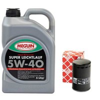 MotoröL Set 5W-40 Meguin 5 Liter + ÖLfilter 22550 FüR Audi Seat Skoda VW Passat