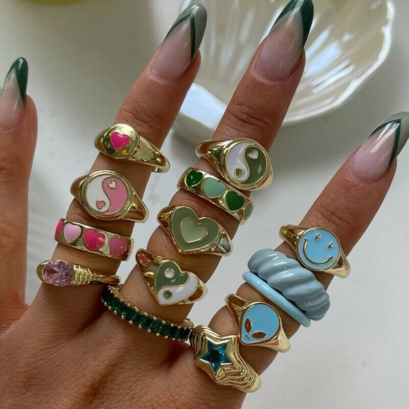 Trendy Colourful Transparent Acrylic Resin Rings For Women