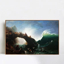 Framed Canvas Giclee Print The Great Wave by Albert Bierstadt Wall Art Decor