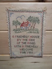 Vtg.  Friendship Cross Stitch Picture Unframed 