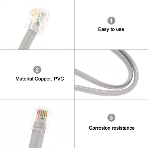 3 szt. Kabel telefoniczny Kryształowa głowica Przedłużacz telefonu do sieci stacjonarnej - Zdjęcie 8 z 12