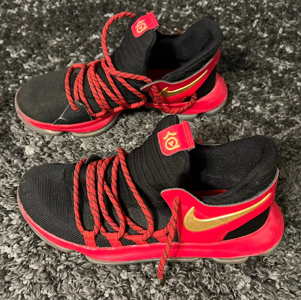 Nike KD 10 Red Black Gold SZ 5.5Y
