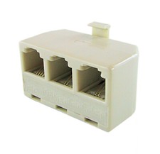 Trisonic 3-way Outlet Splitter Phone Telephone Modular Line Jack 3 Line Modular