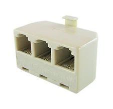 Trisonic 3-way Outlet Splitter Phone Telephone Modular Line Jack 3 Line Modular 