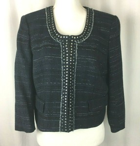 Ann Taylor LOFT Navy Silver Trimmed 