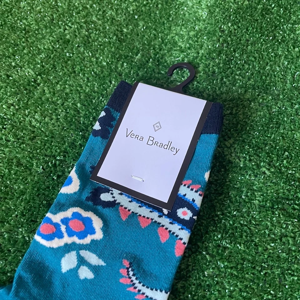 Calcetines informales Vera Bradley Steel Haymarket Paisley Jewel verde azulado talla 5-10 NUEVO Foto 2 de 4