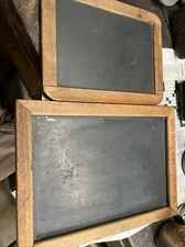 Antique 9"x7" Slate/Wood  & 11 X 8 Metal 2 Sided School House Chalkboards