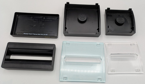 3M Post-It Note Dispensers (3) 3x3, 4x4, 3x5 Black Weighted 1 Hand Use No Scoot