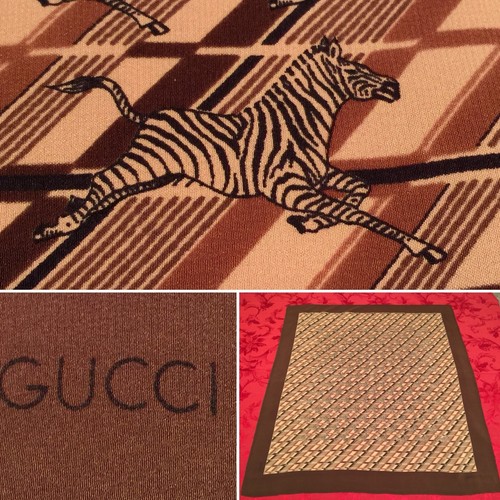 authentic vintage gucci brown/beige zebra print pattern 31"x 33"