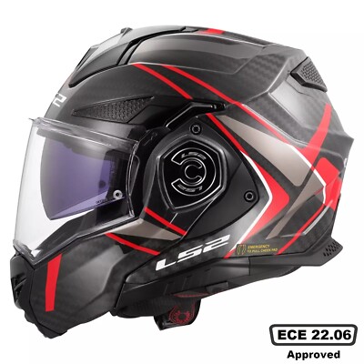 LS2 FF901 MODULAR ADVANT X CARBON FUTURE RED FIBRE FLIP FRONT