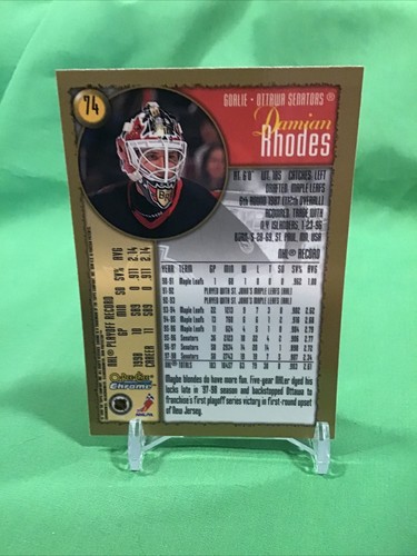 1998-99 Topps Base Single #74 Damian Rhodes Ottawa Senators Hockey Card - Picture 2 of 2