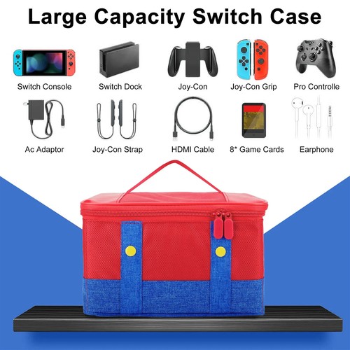 Carrying Storage Soft Case for Nintendo Switch OLED Portable Travel Bag RedBlue - Picture 4 of 5