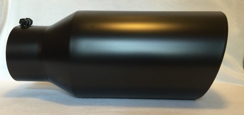 DODGE CUMMINS 6.7L 5" INLET 8" OUTLET 18" LONG FLAT BLACK DIESEL EXHAUST TIP - Picture 4 of 5