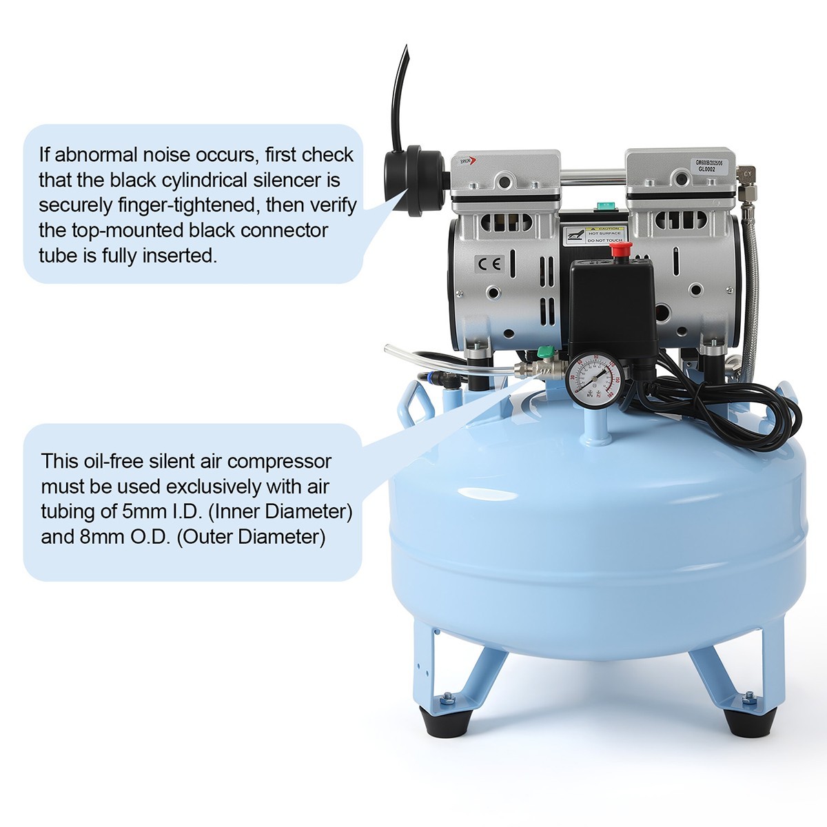 FDA Portable Dental Mobile Silent Oil-Free Clean Air Compressor 24L/40L Air Tank
