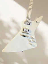 White Explorer Style Electric Guitar Chrome Part Maple neck US Warehouse