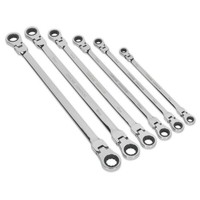 Sealey Flexi-Kopf Doppel Ende Ratsche RingschlüSsel Satz 6Pc Extra Lang Metrisch