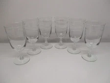 Set Of 6 Vintage '60's Libbey Ice Tea/Water Cut Glass Stemware Leaf Pattern