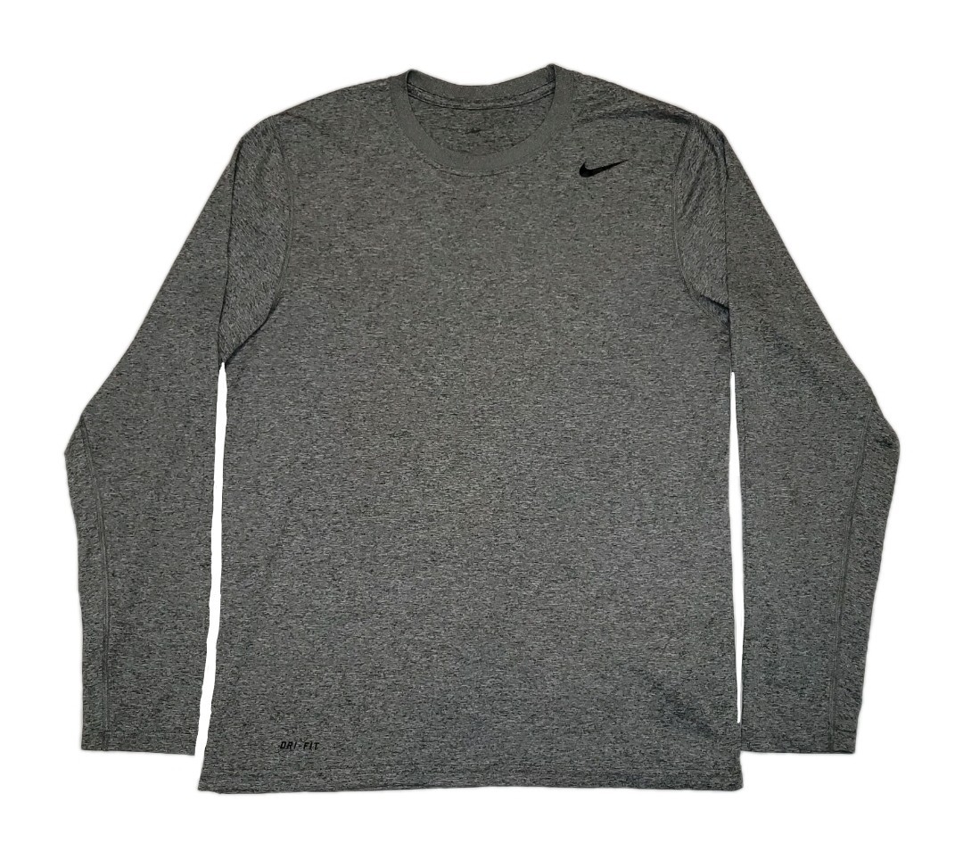 Nike Dri-fit Men's Legend Long Sleeve Gray Crewneck Tee Size