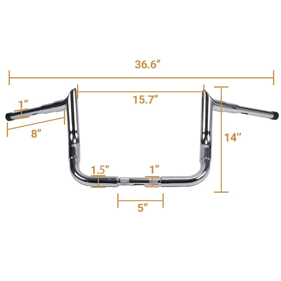 14" Meathook Hanger Bar Handlebar Steel For 1982-22 Harley Street Electra Glide Foto 3 de 4